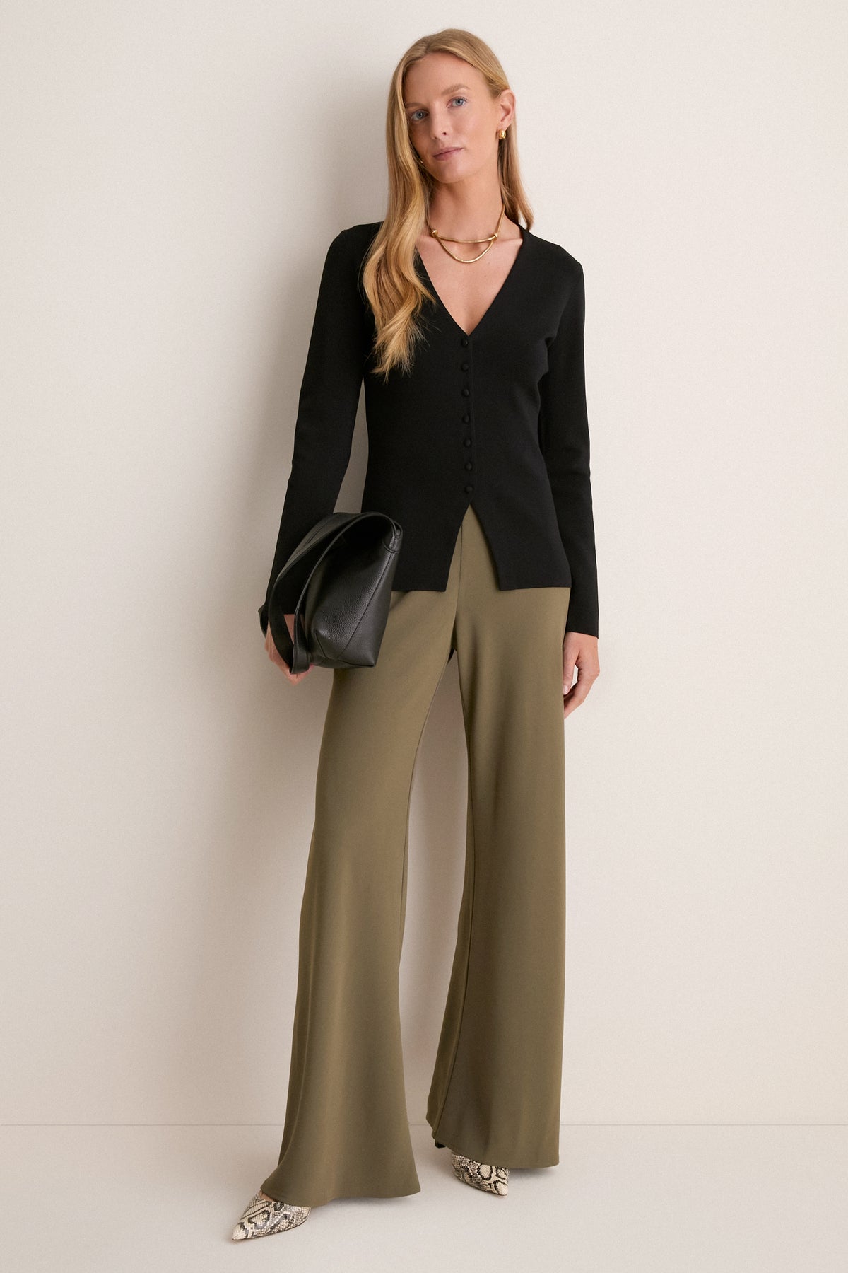 Burnt Olive Crepe Pull On Deja Pants