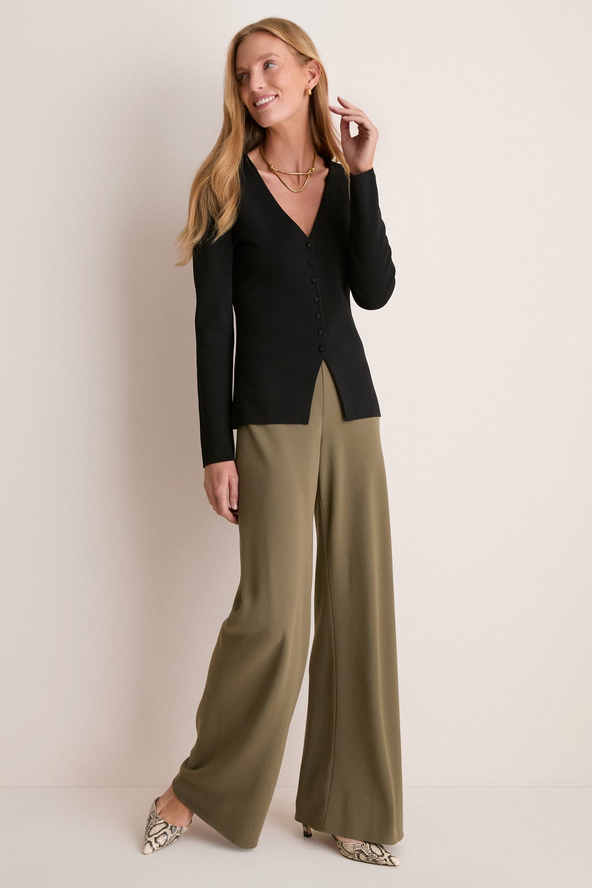 Burnt Olive Crepe Pull On Deja Pants