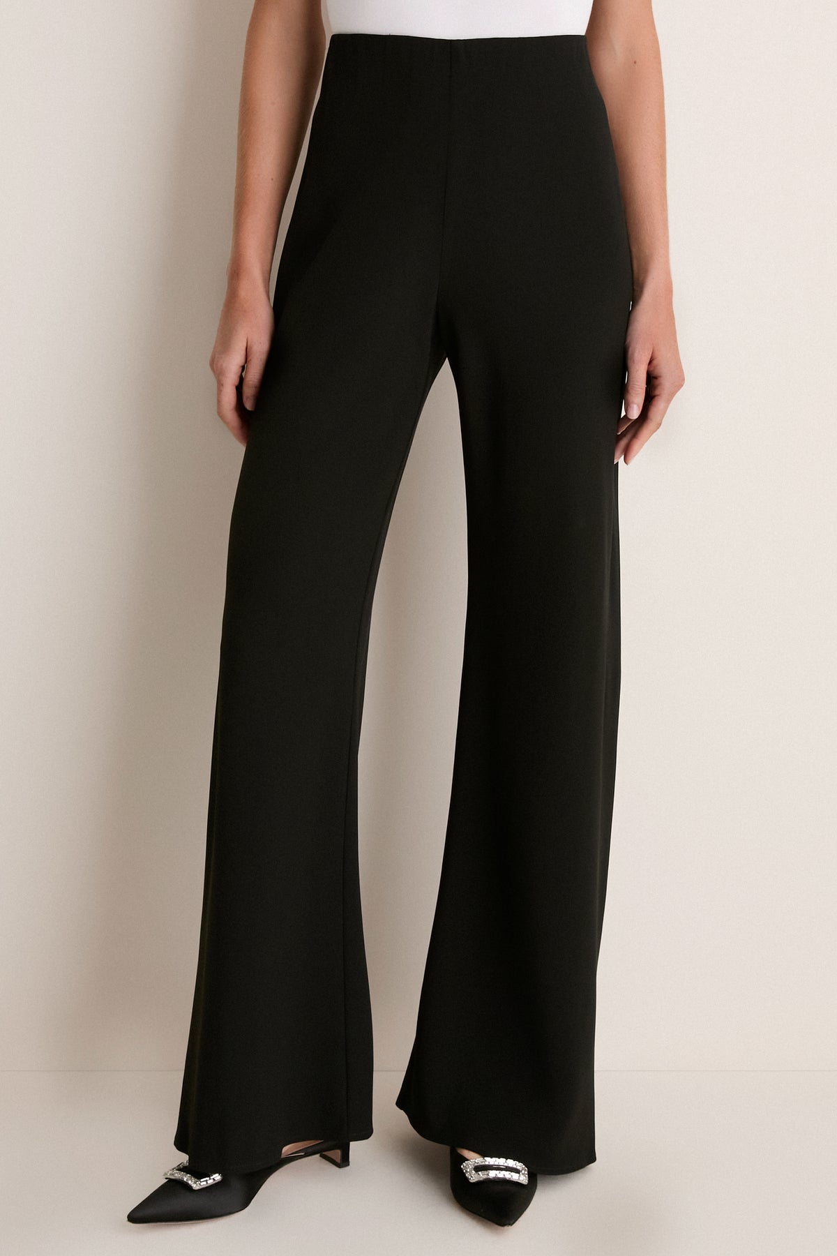 Black Crepe Pull On Deja Pants