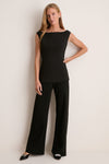 Black Crepe Pull On Deja Pants