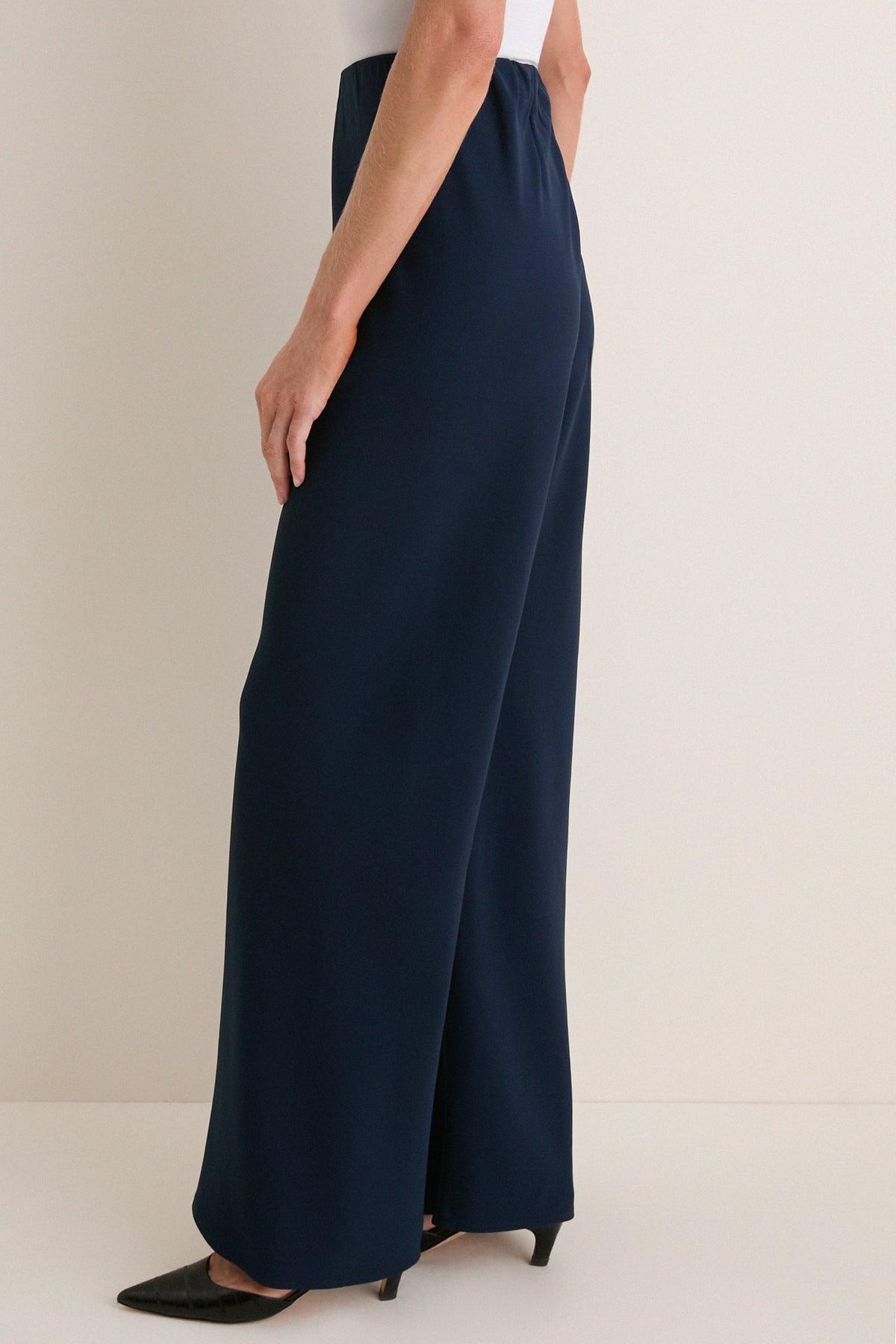 Navy Crepe Pull On Deja Pants