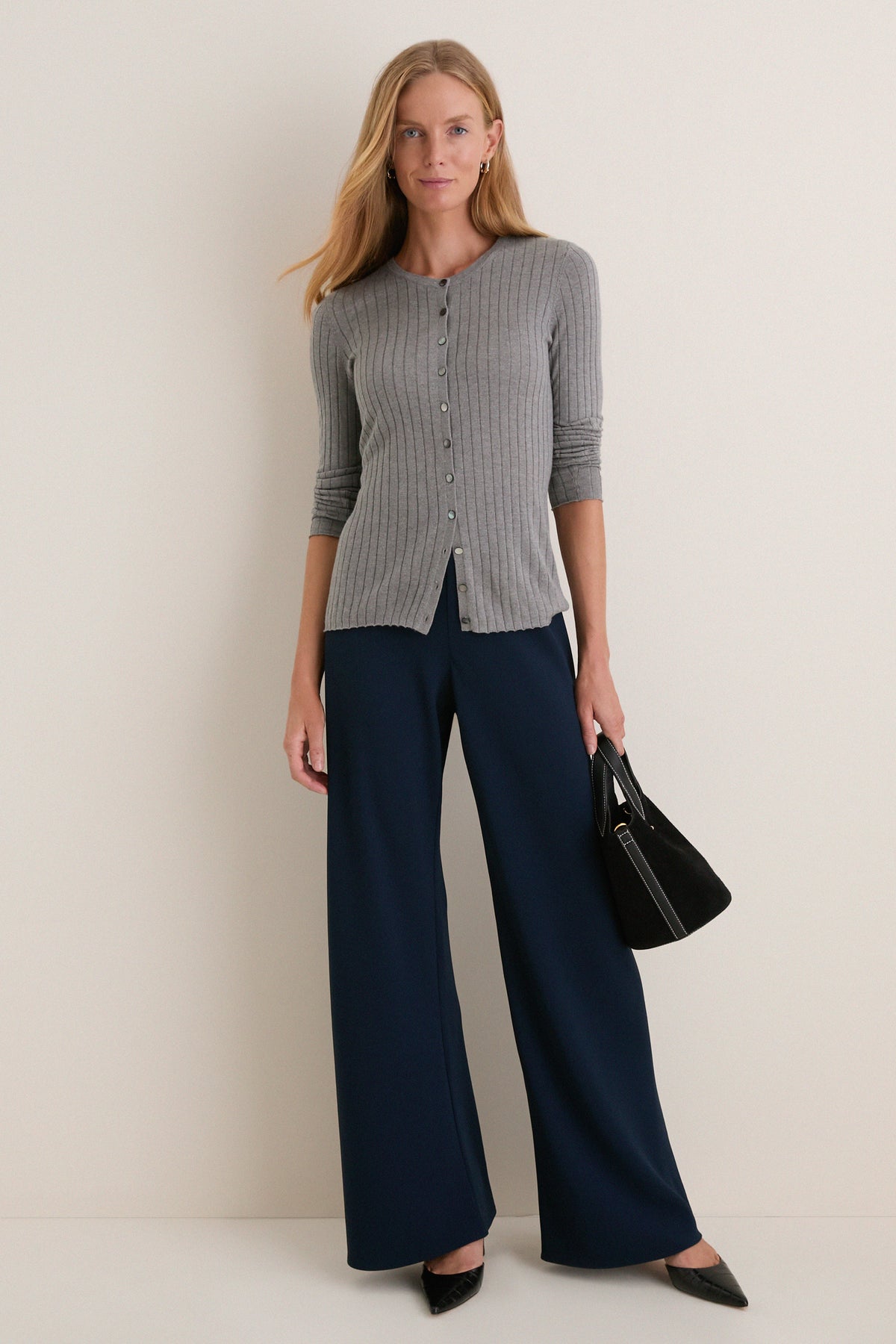 Navy Crepe Pull On Deja Pants