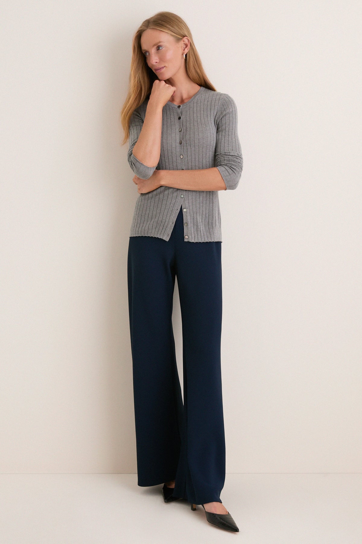 Navy Crepe Pull On Deja Pants
