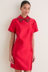 Red Embellished Aurelie Shift Dress