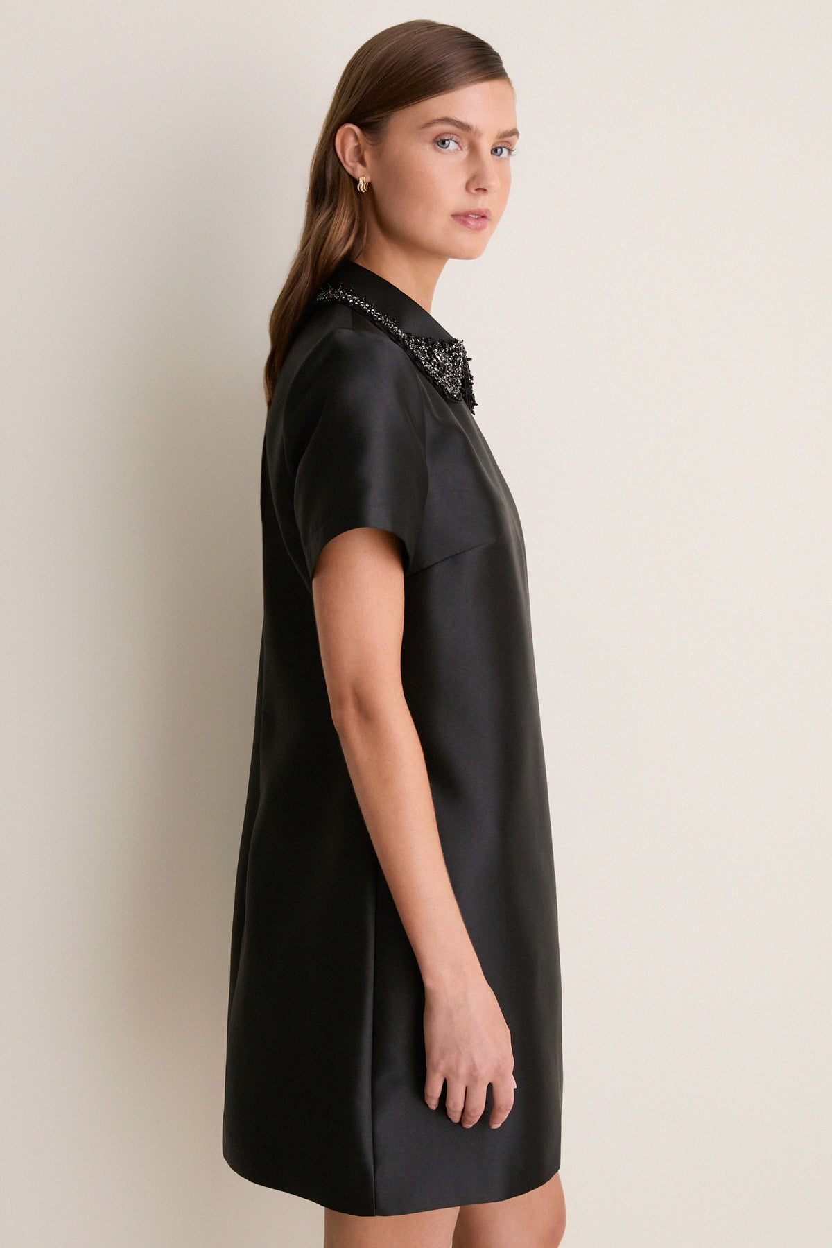 Black Embellished Aurelie Shift Dress