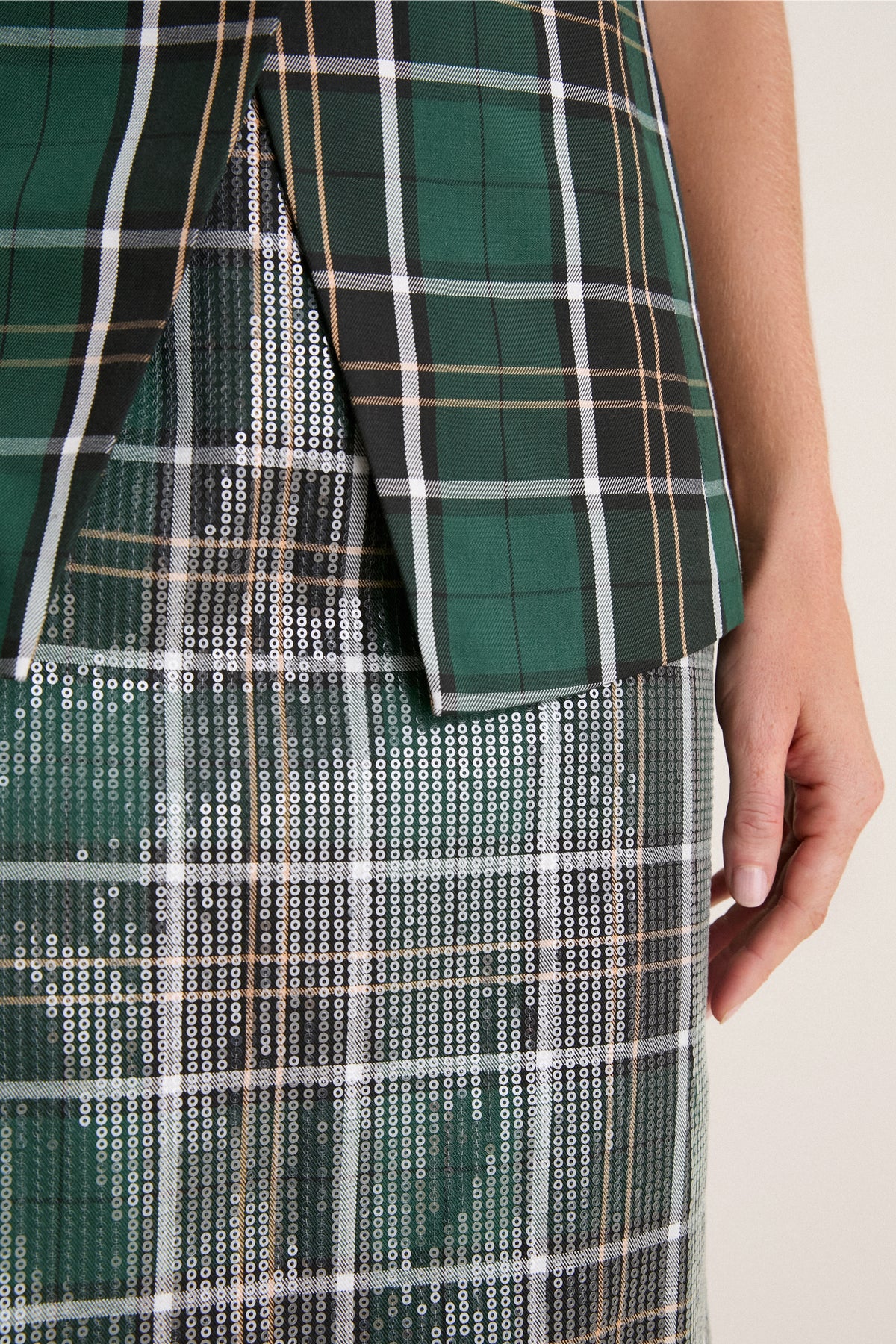 Park Plaid Sequin Dolan Pencil Skirt