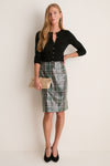 Park Plaid Sequin Dolan Pencil Skirt