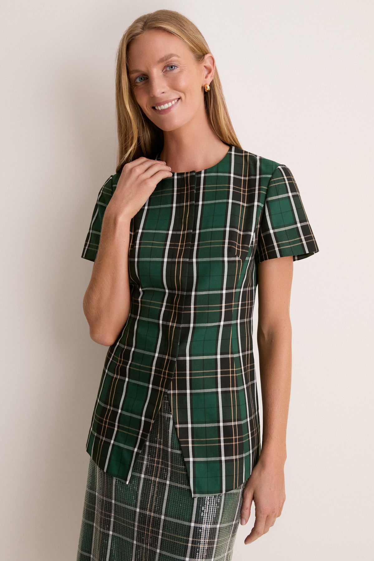 Park Plaid Short Sleeve Duke Top
