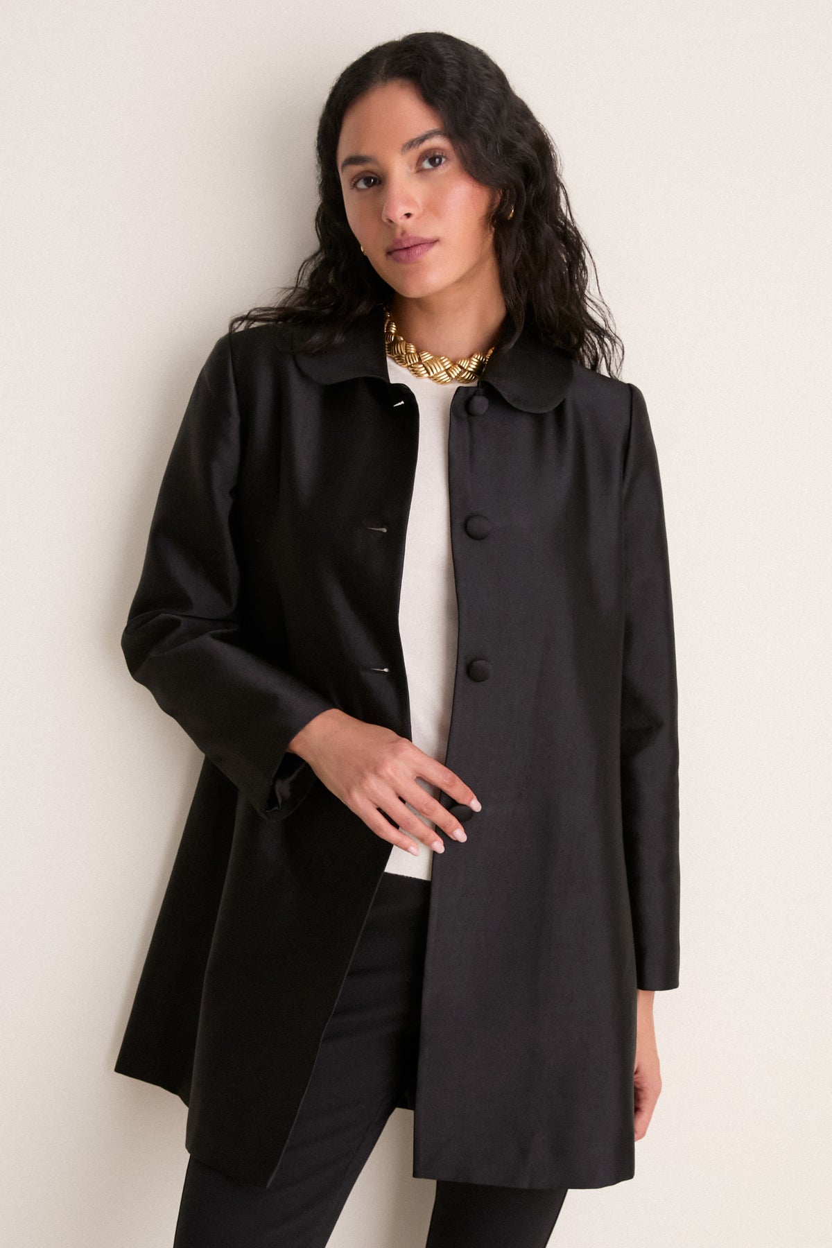 Black Dupioni Patton Coat