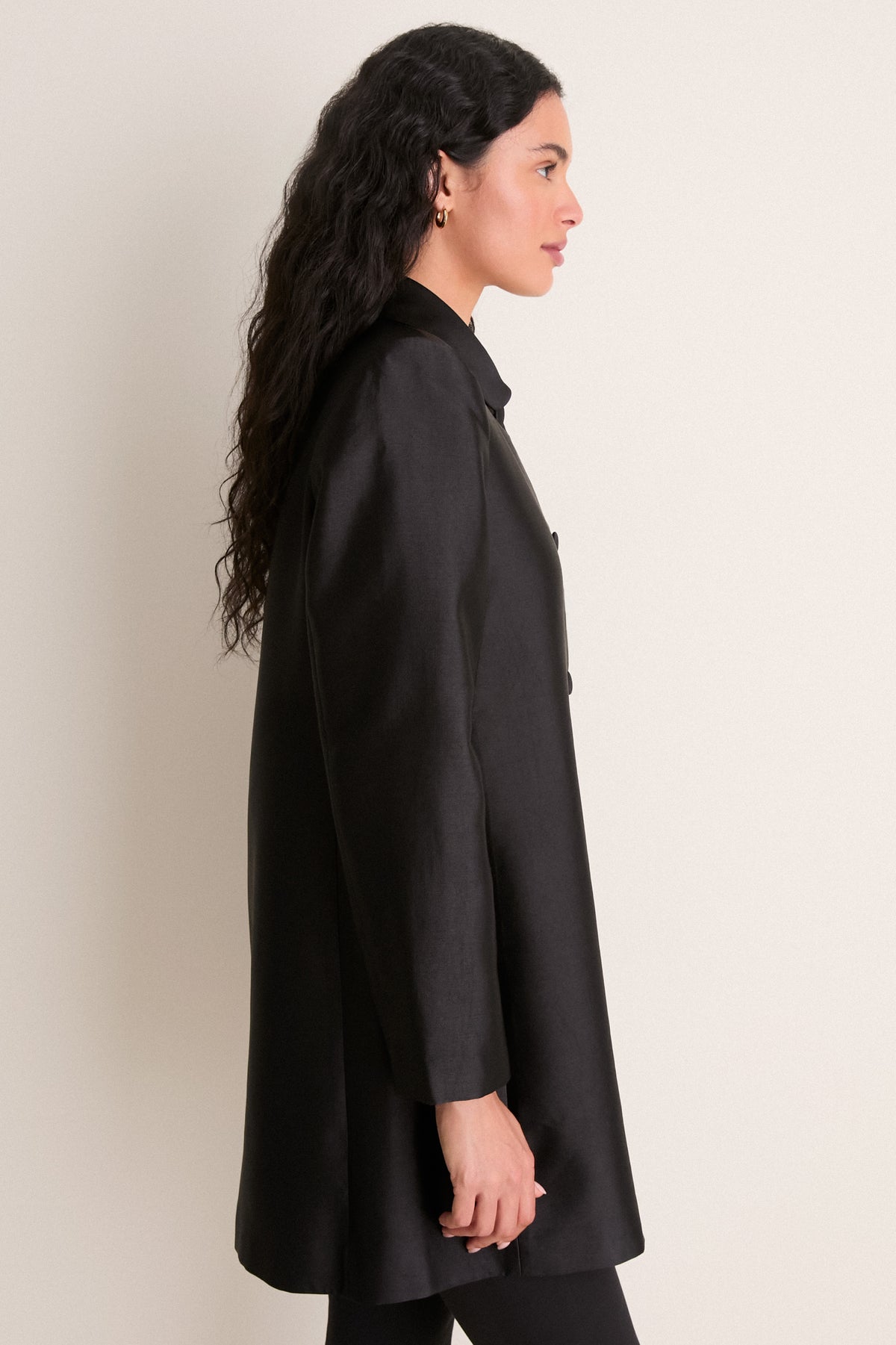 Black Dupioni Patton Coat