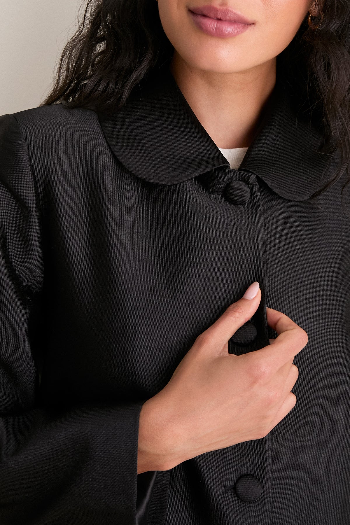 Black Dupioni Patton Coat