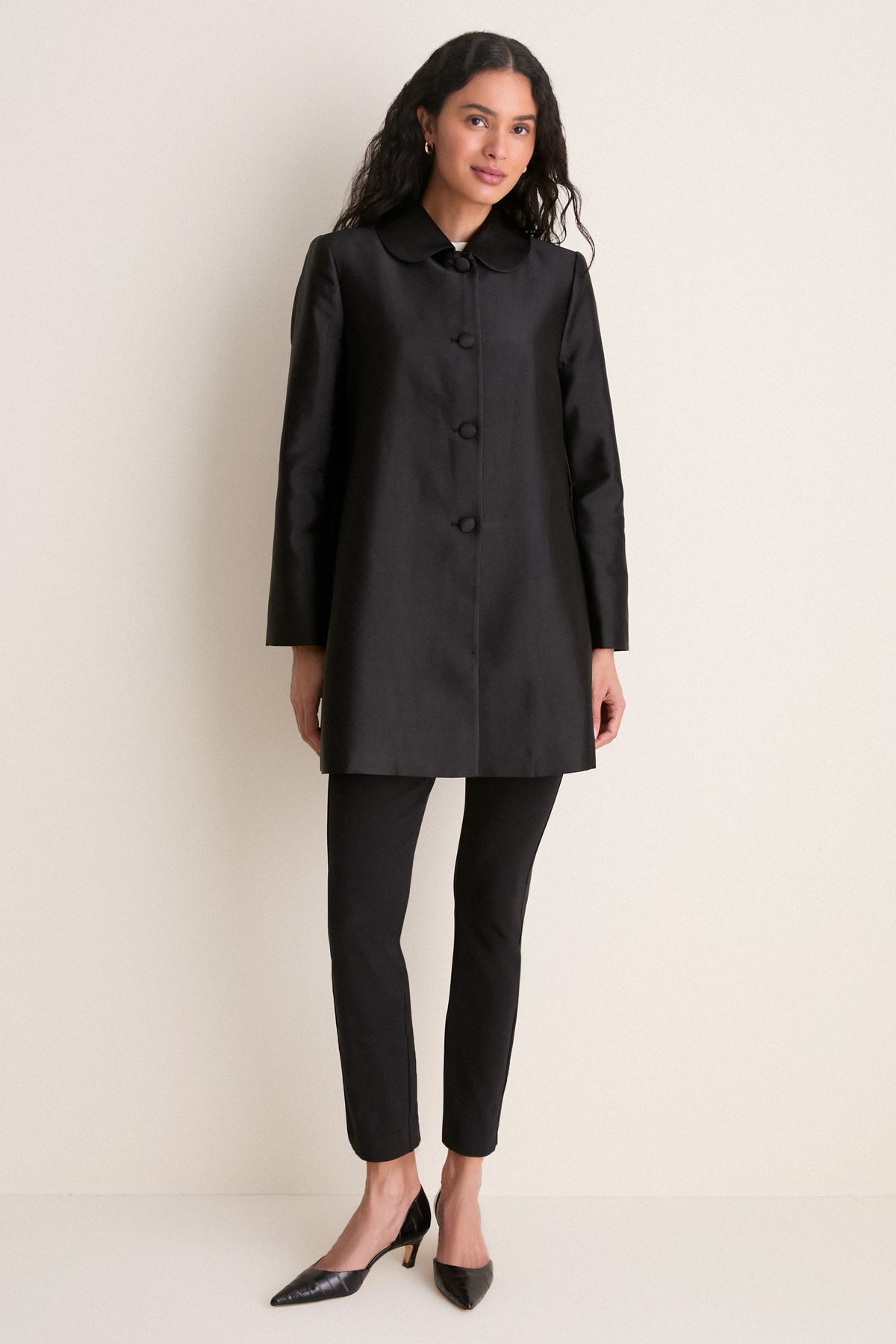 Black Dupioni Patton Coat