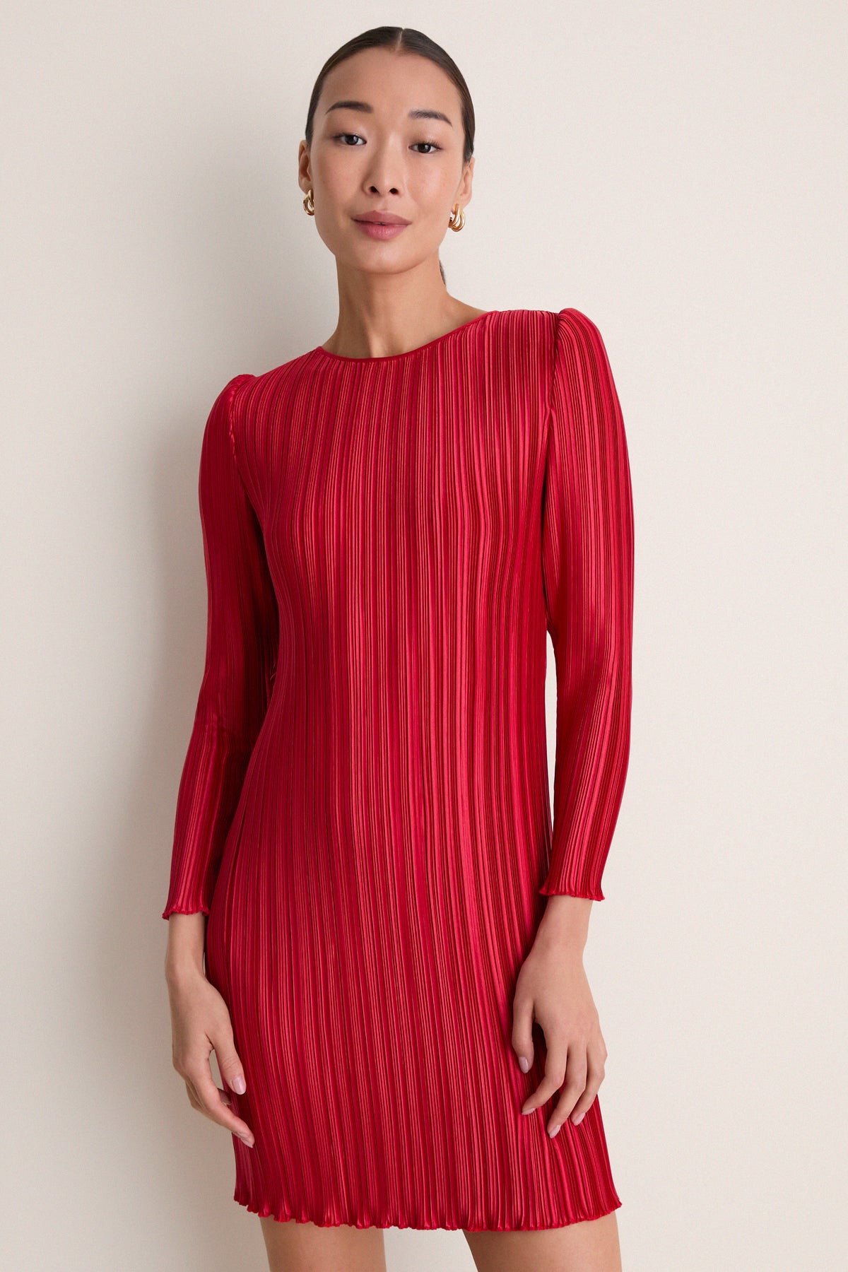 Red Plisse Holly Dress