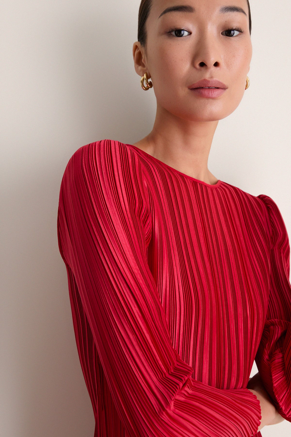 Red Plisse Holly Dress