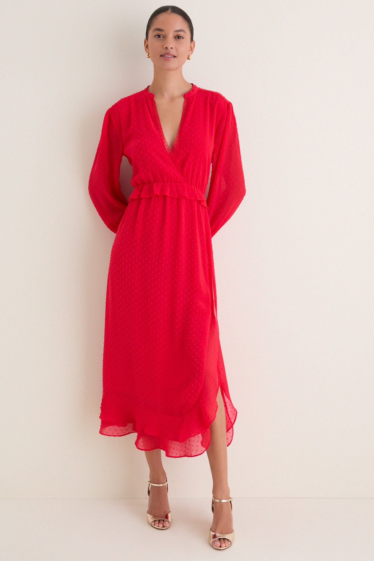 Red Textured Dot Selwyn Dress