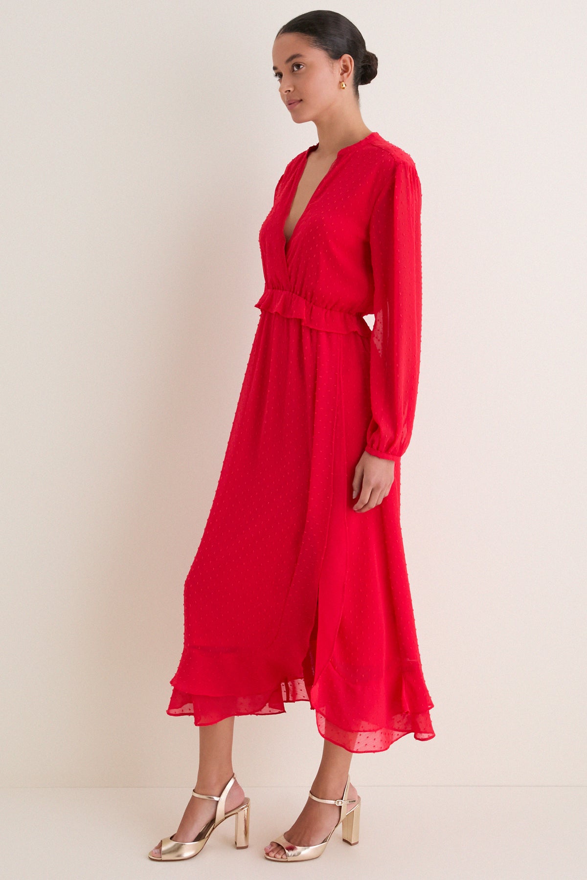 Red Textured Dot Selwyn Dress