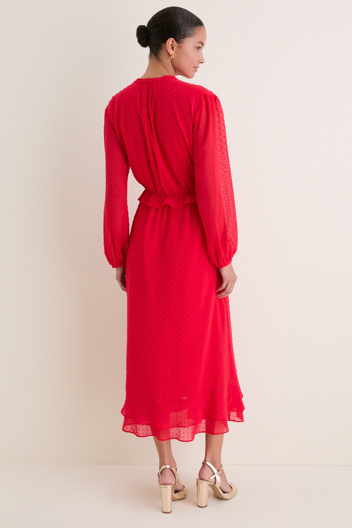 Red Textured Dot Selwyn Dress