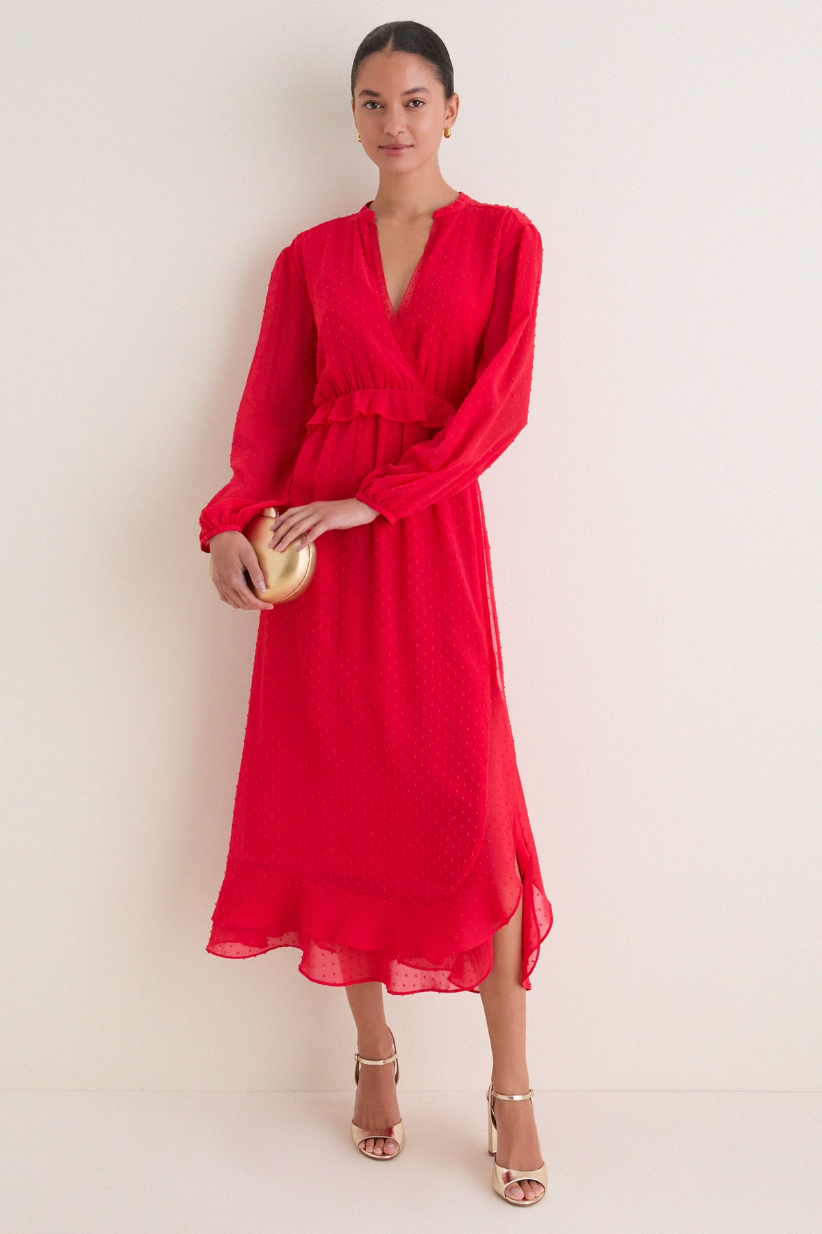 Red Textured Dot Selwyn Dress