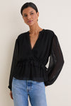 Black Textured Dot Selwyn Blouse