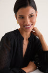 Black Textured Dot Selwyn Blouse