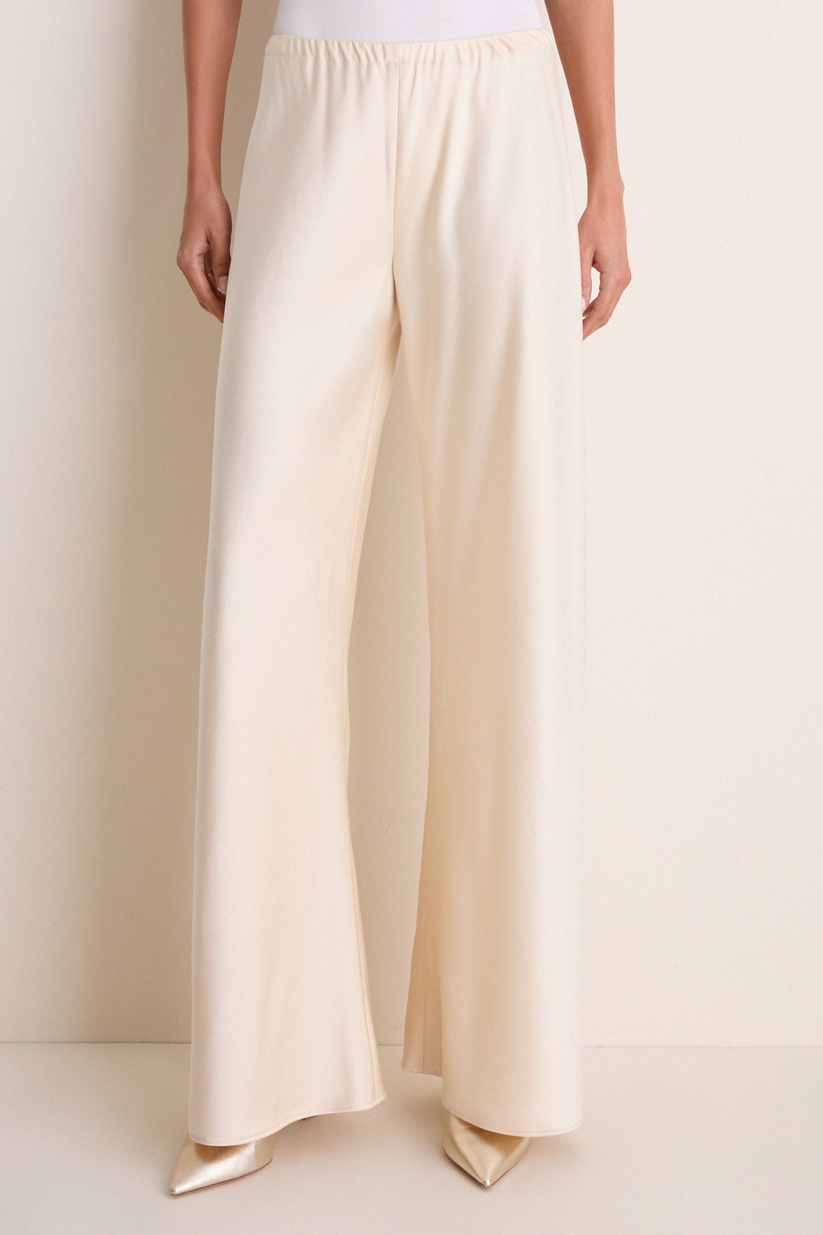 Champagne Double Face Satin Colby Pant