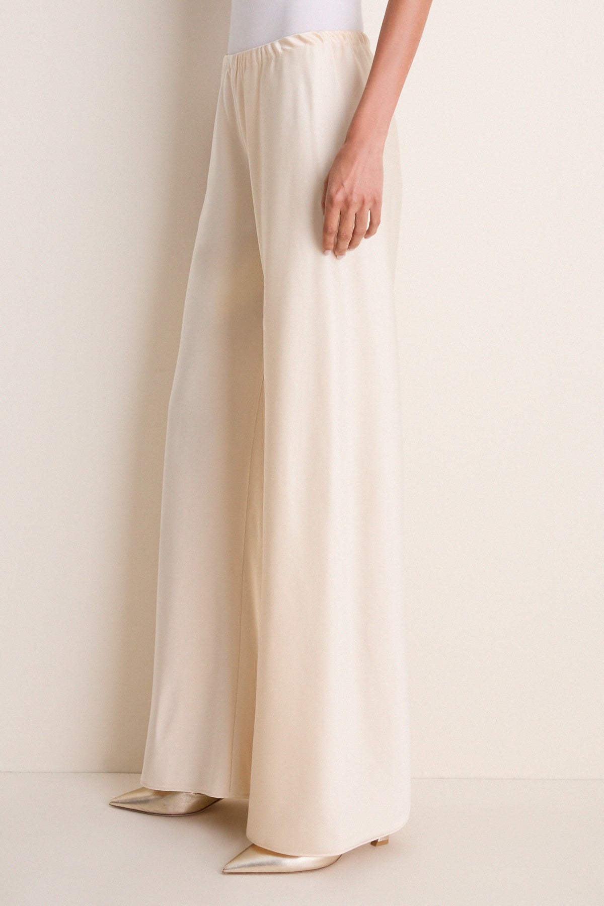 Champagne Double Face Satin Colby Pant