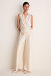 Champagne Double Face Satin Colby Pant
