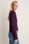 Oxblood and Navy Fine Stripe Mini Marina Sweater