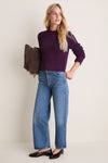 Oxblood and Navy Fine Stripe Mini Marina Sweater