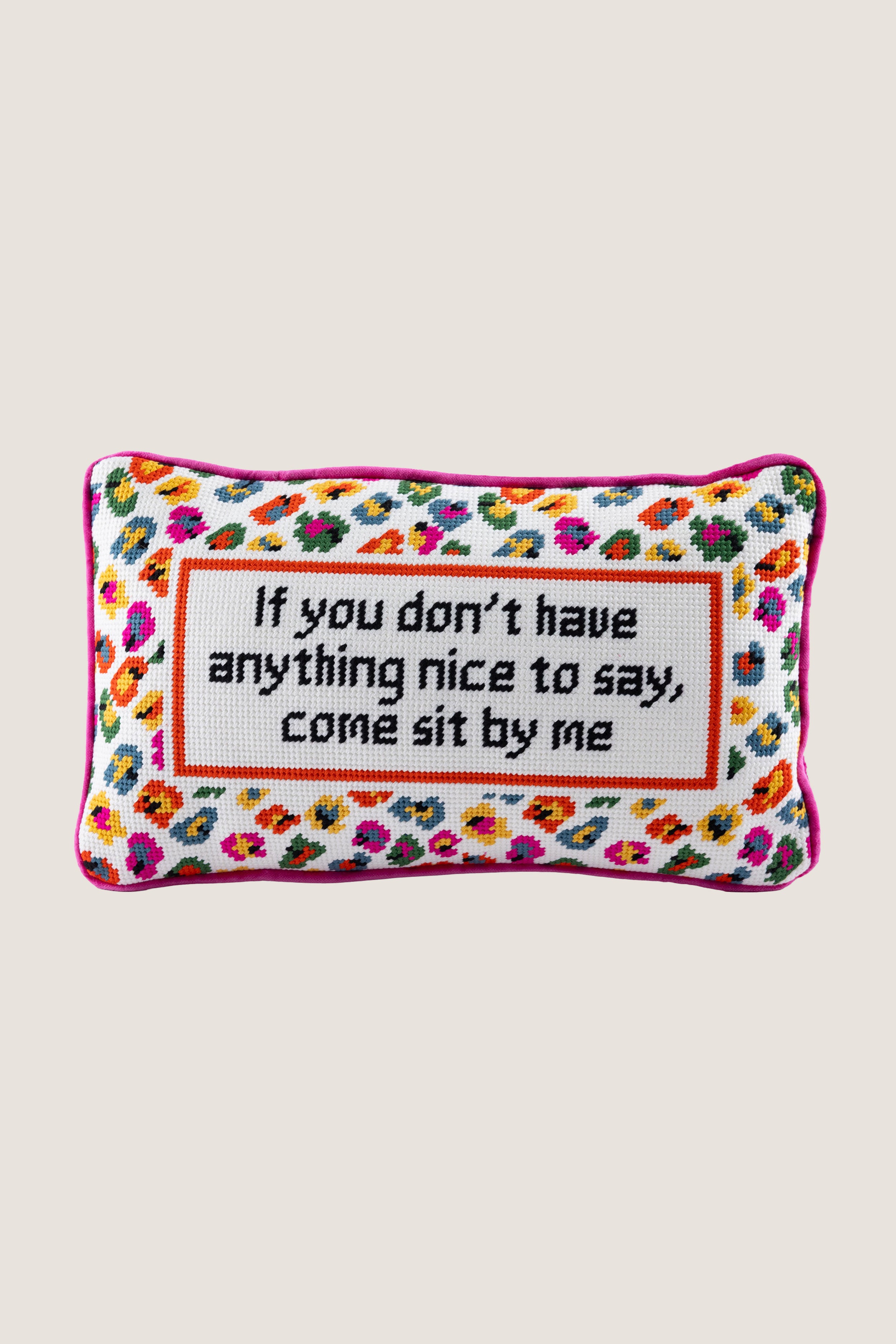 Come Sit By Me Needlepoint Pillow