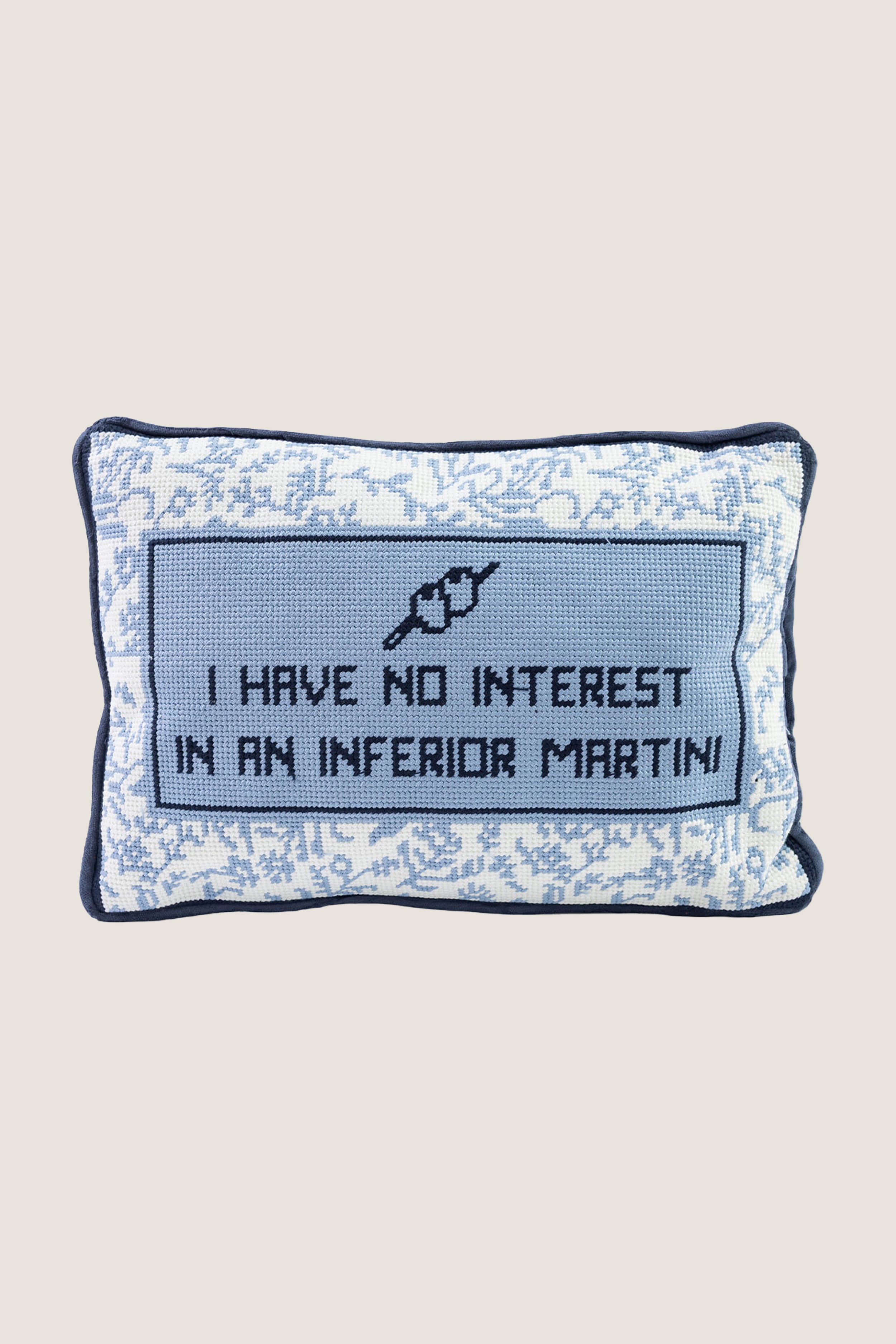 Inferior Martini Needlepoint Pillow