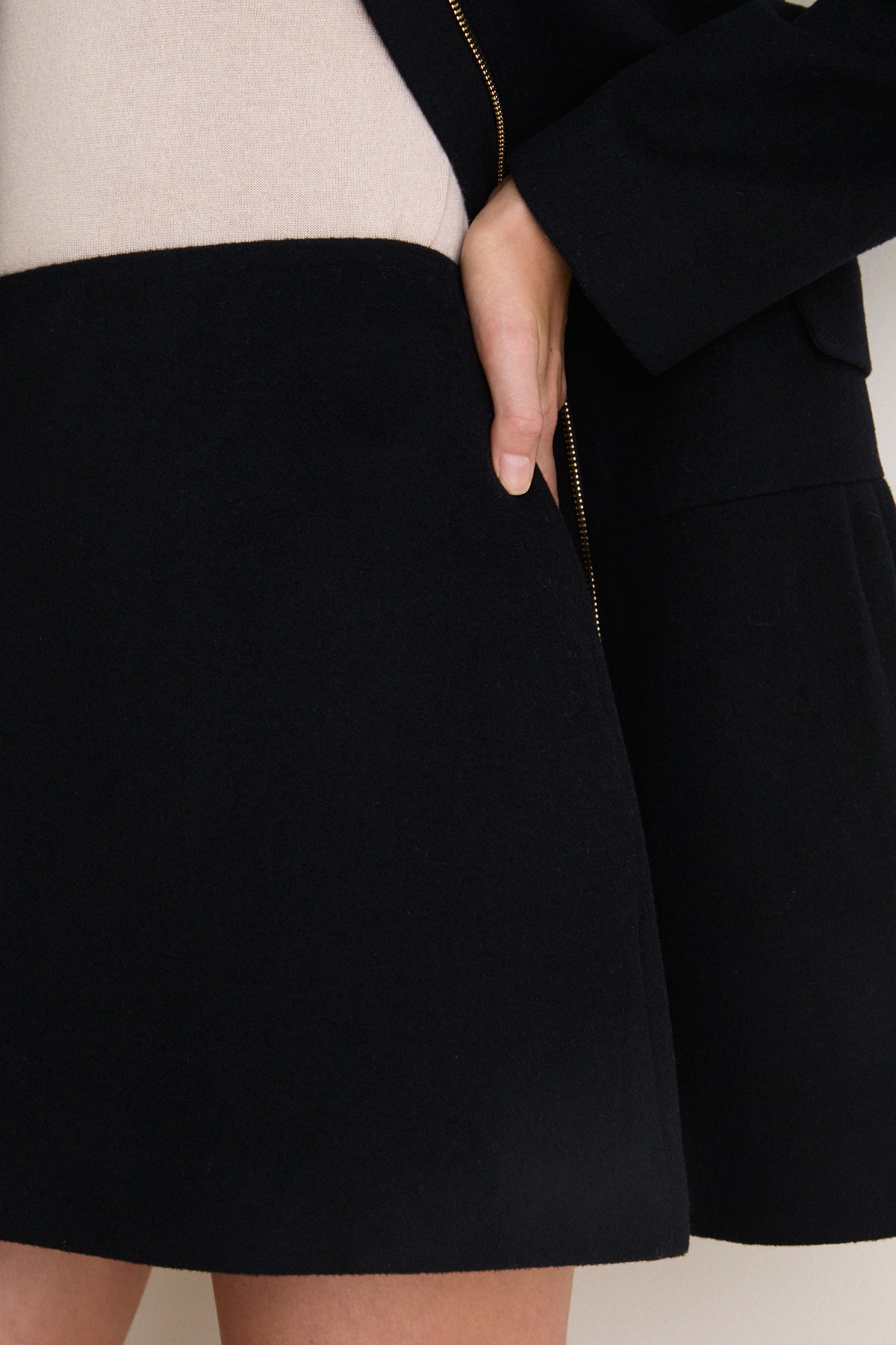 Navy Wool Meg A-Line Mini Skirt
