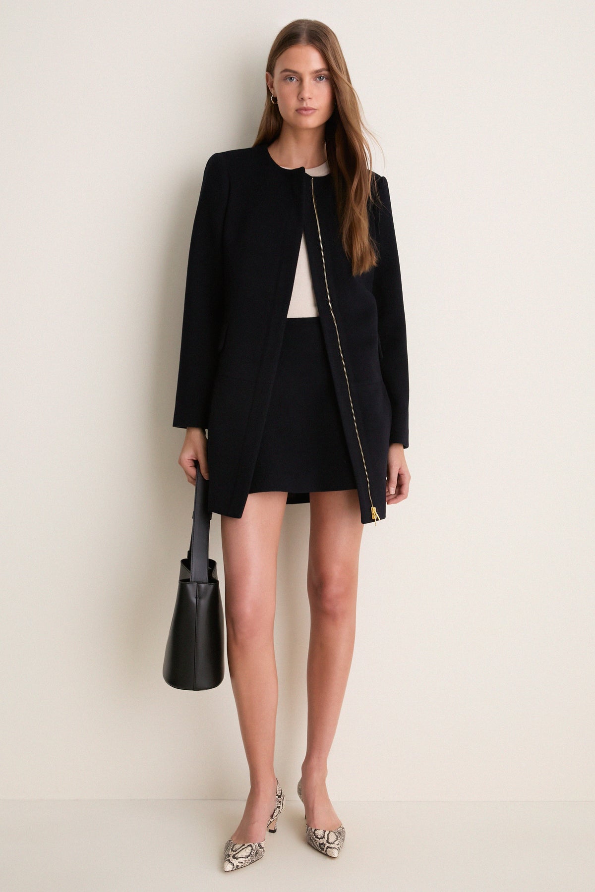 Navy Wool Meg A-Line Mini Skirt