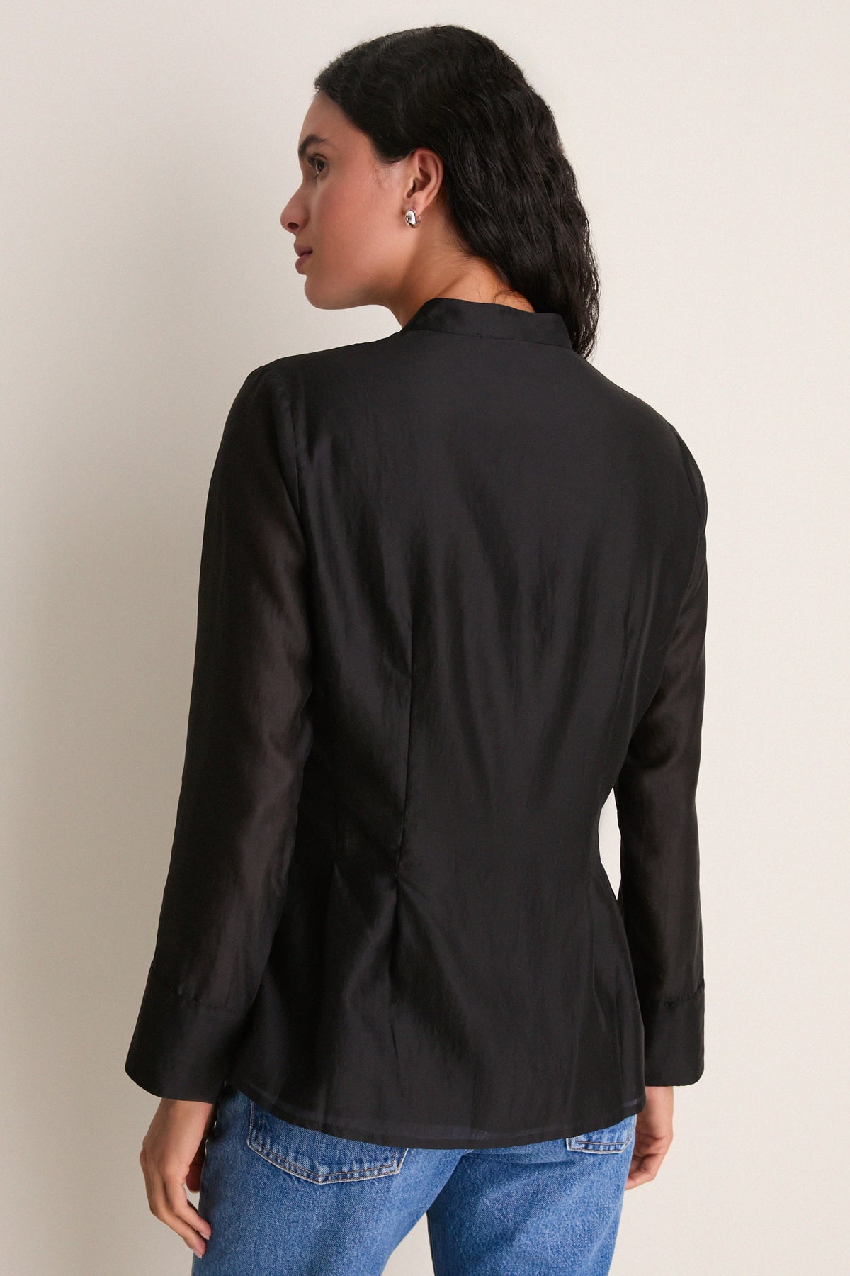 Black Tencel Organza Marella Blouse