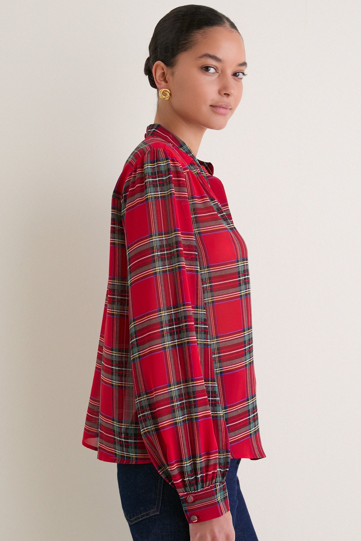 Madison Plaid Brianna Bow Blouse