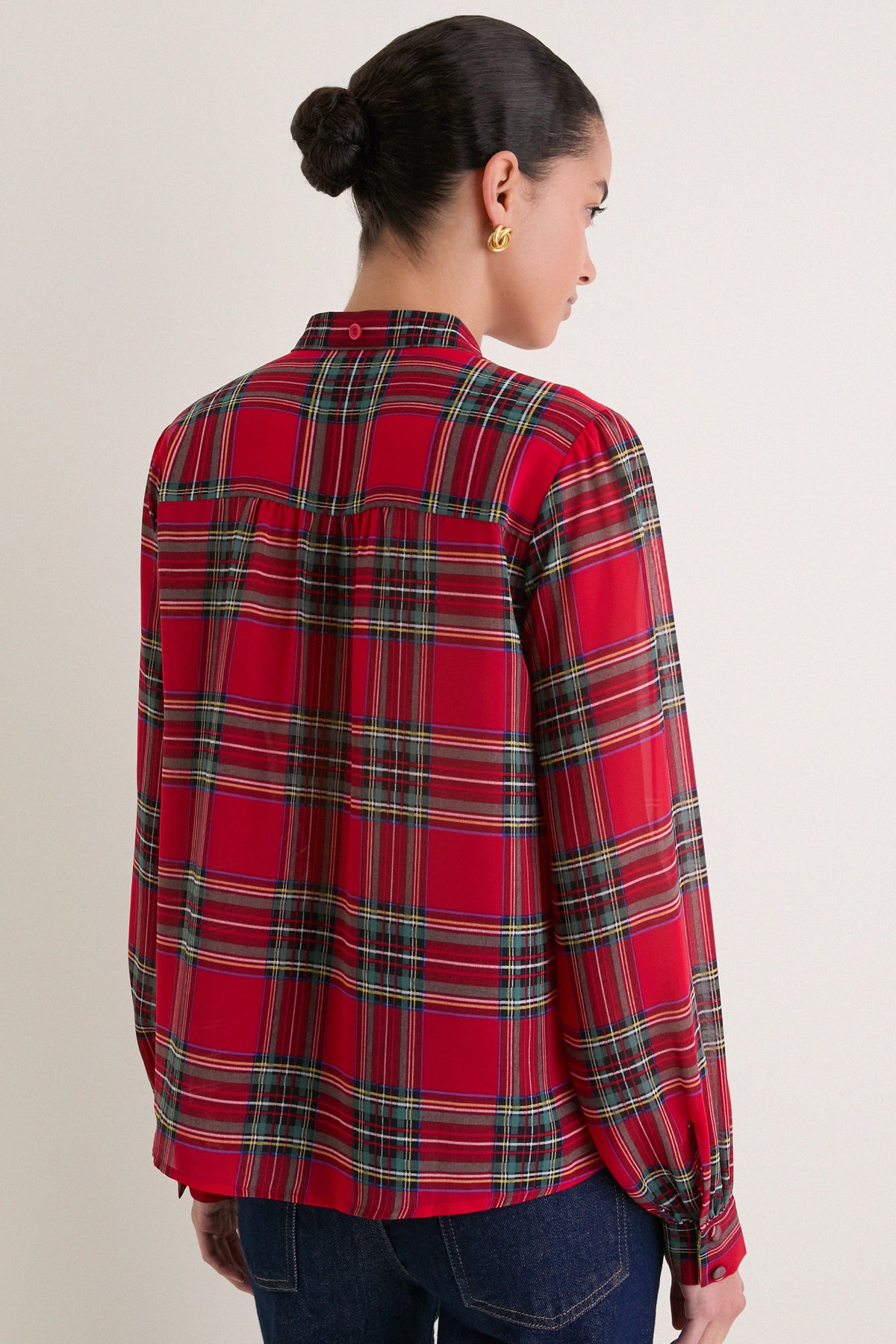 Madison Plaid Brianna Bow Blouse