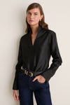 Black Shantung Bessette Button Down