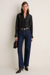 Black Shantung Bessette Button Down