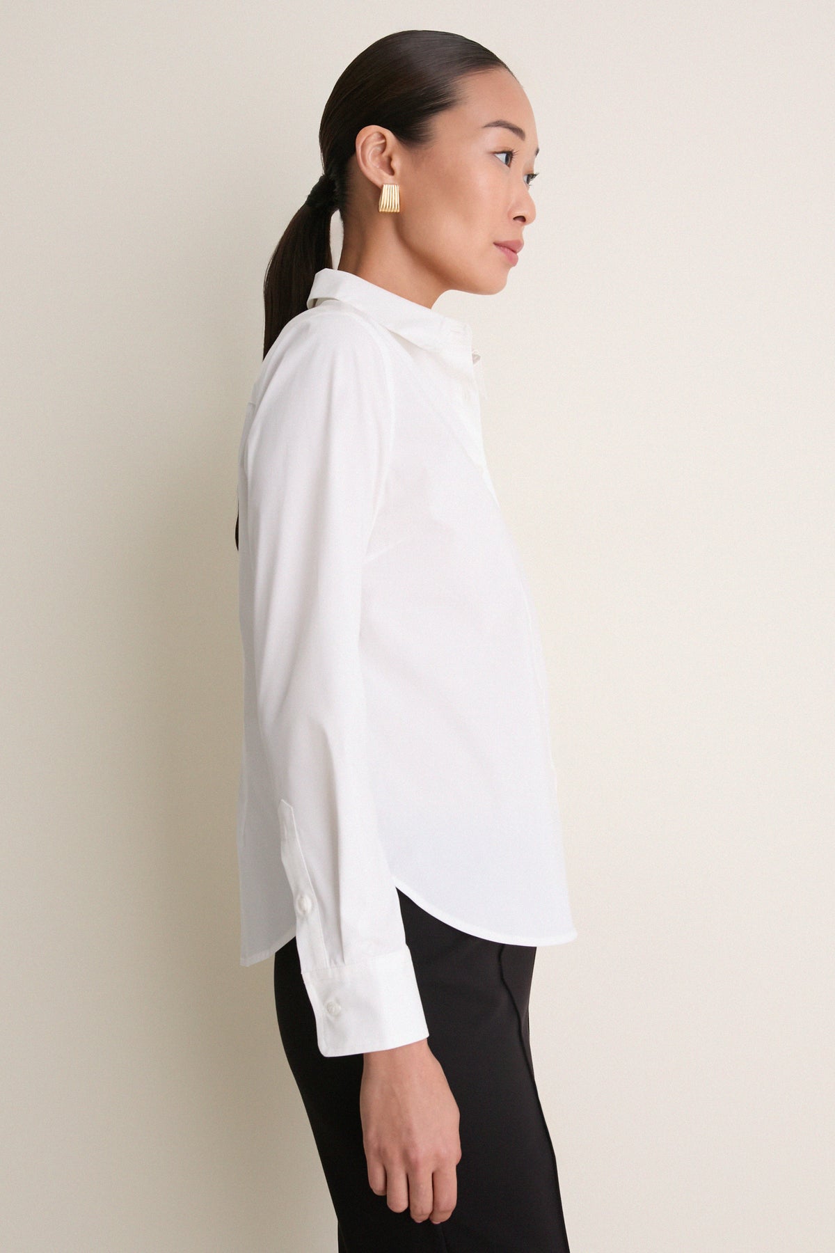White Wrinkle Resistant Elle Slim Button Down