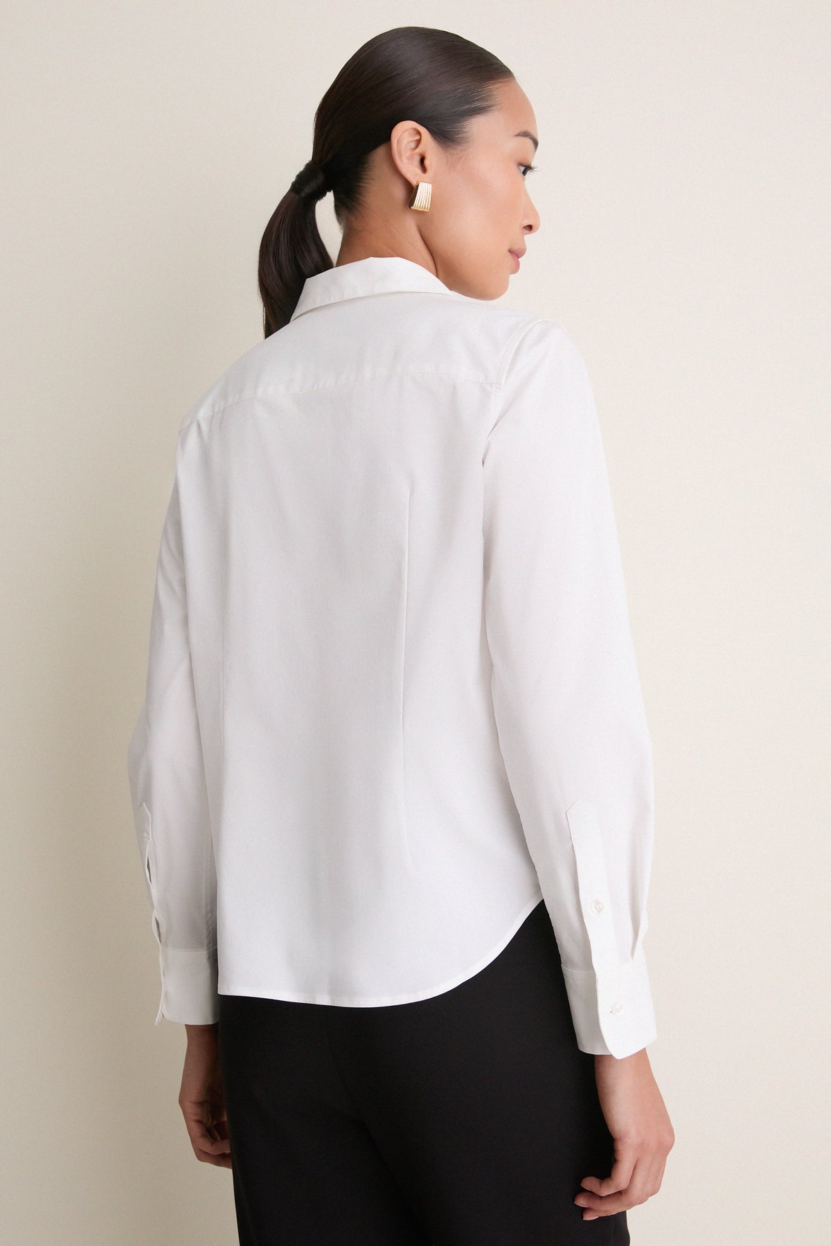 White Wrinkle Resistant Elle Slim Button Down