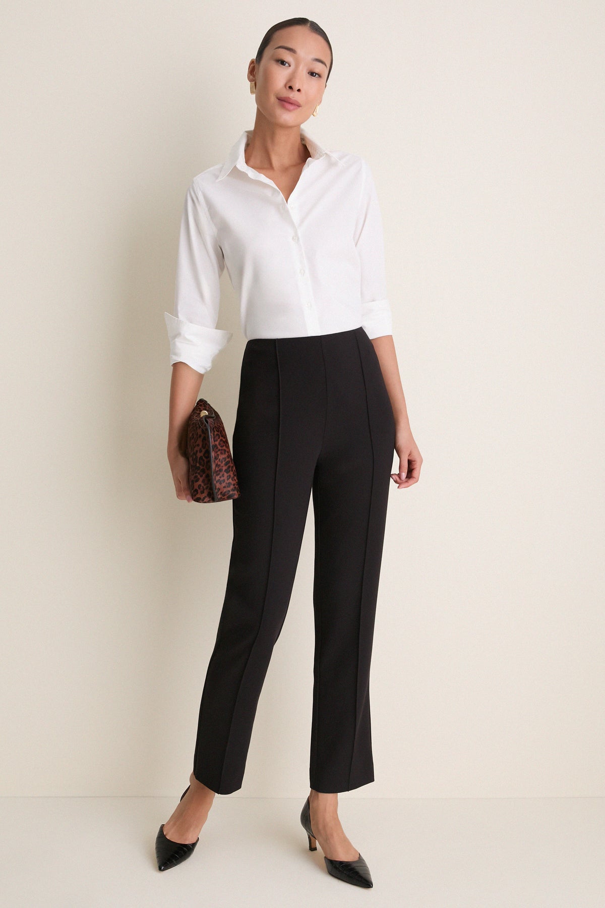 White Wrinkle Resistant Elle Slim Button Down