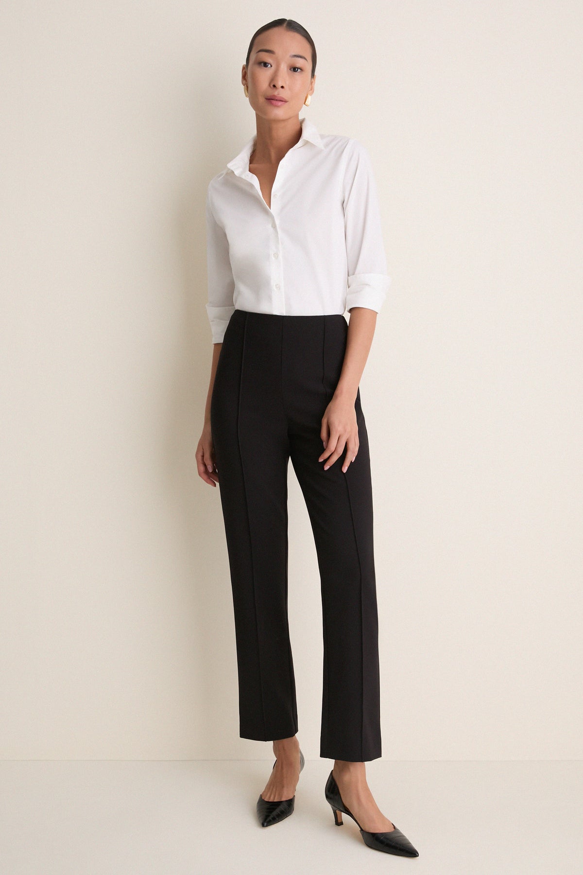 White Wrinkle Resistant Elle Slim Button Down