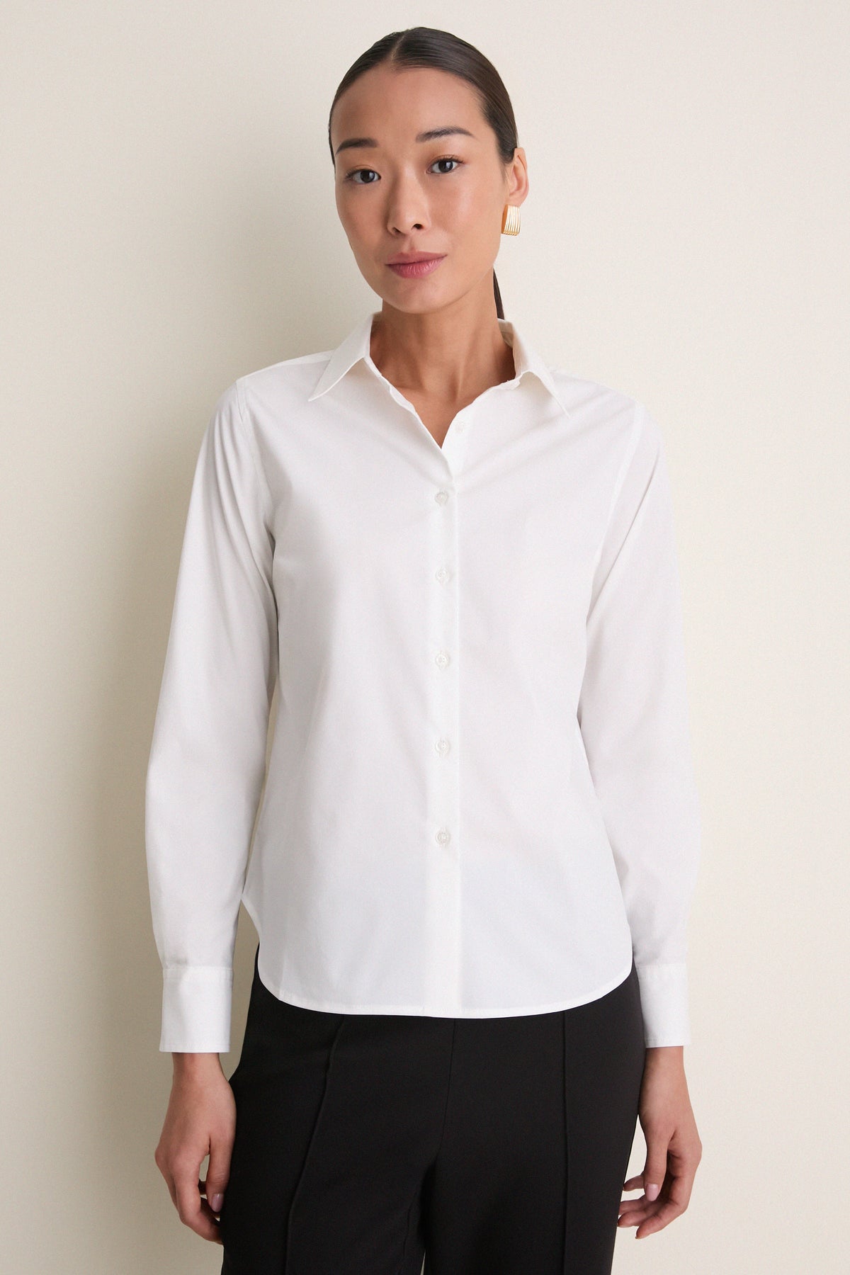 White Wrinkle Resistant Elle Slim Button Down