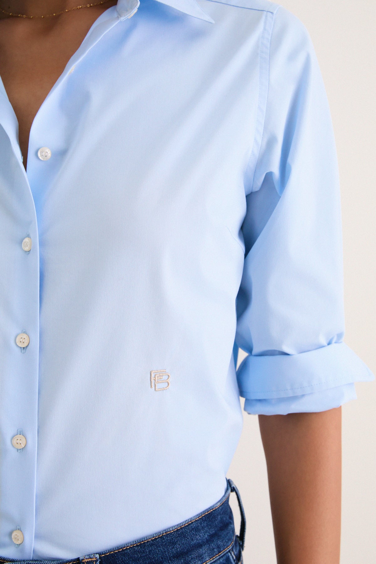French Blue Wrinkle Resistant Elle Slim Button Down