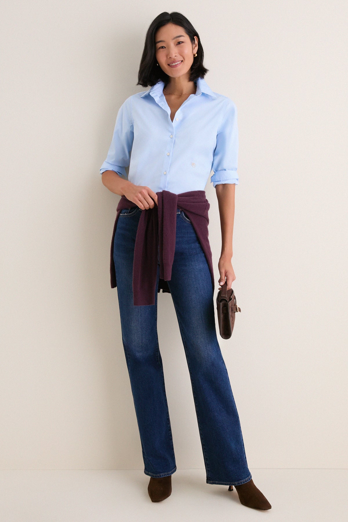 French Blue Wrinkle Resistant Elle Slim Button Down