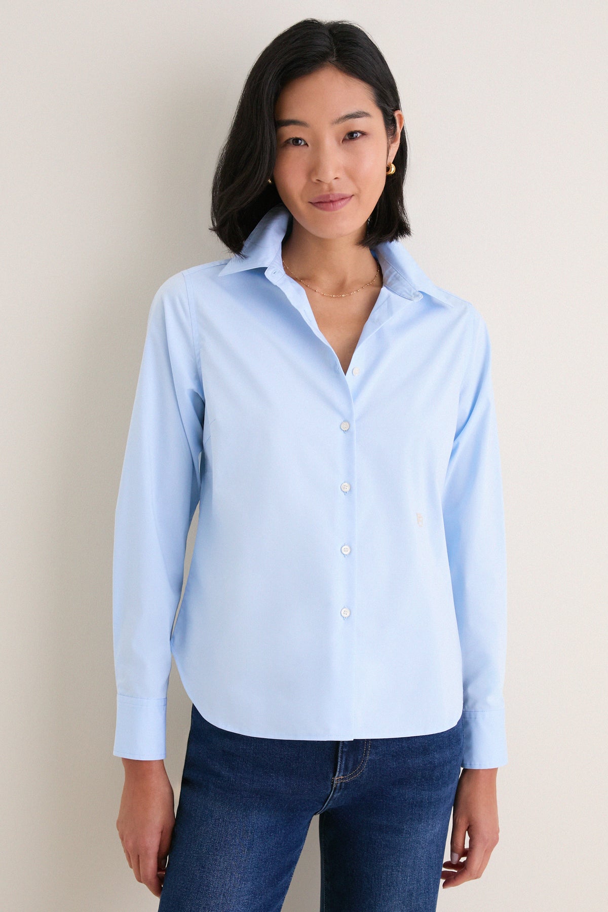 French Blue Wrinkle Resistant Elle Slim Button Down