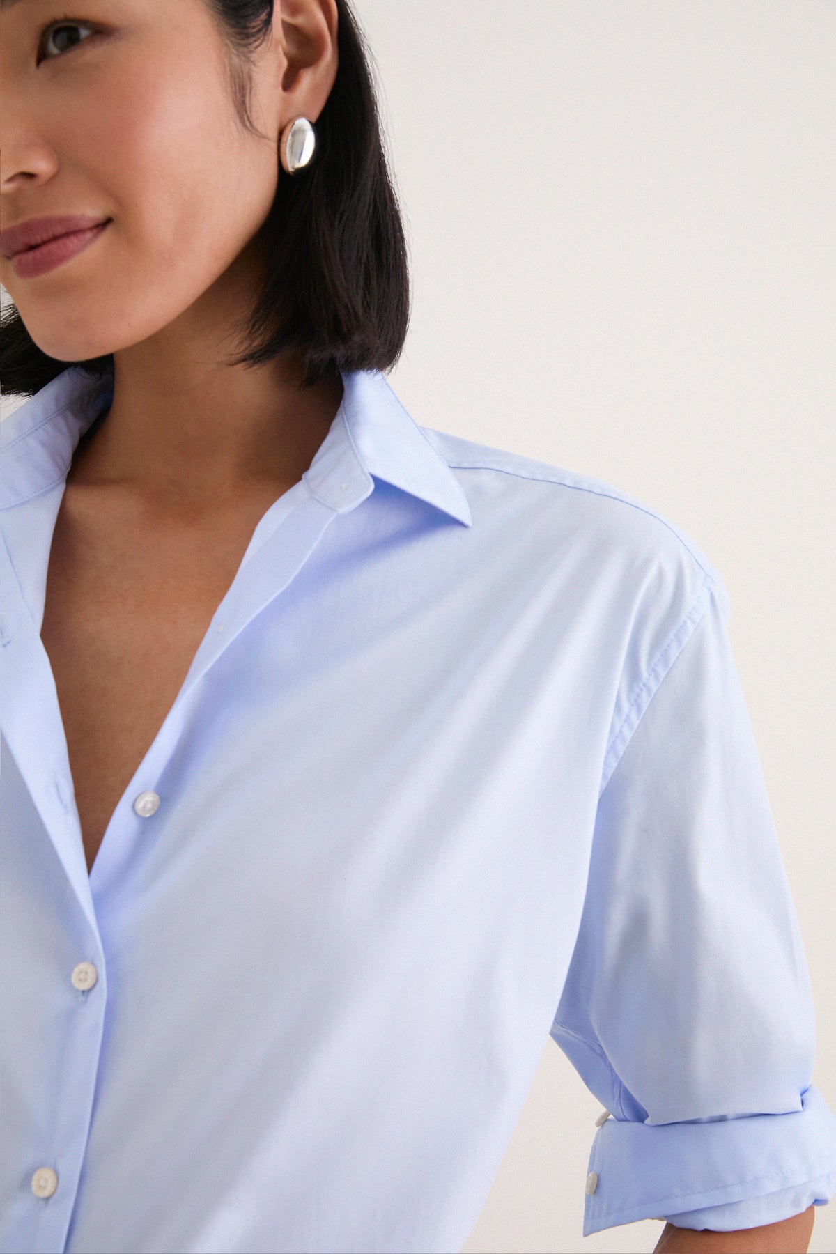 French Blue Cotton Broadcloth Nadine Button Down