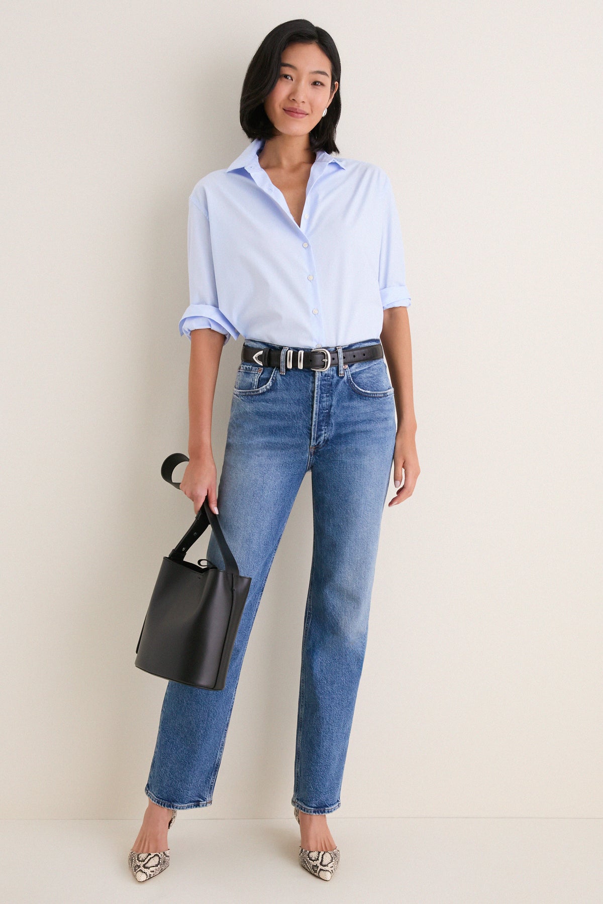 French Blue Cotton Broadcloth Nadine Button Down