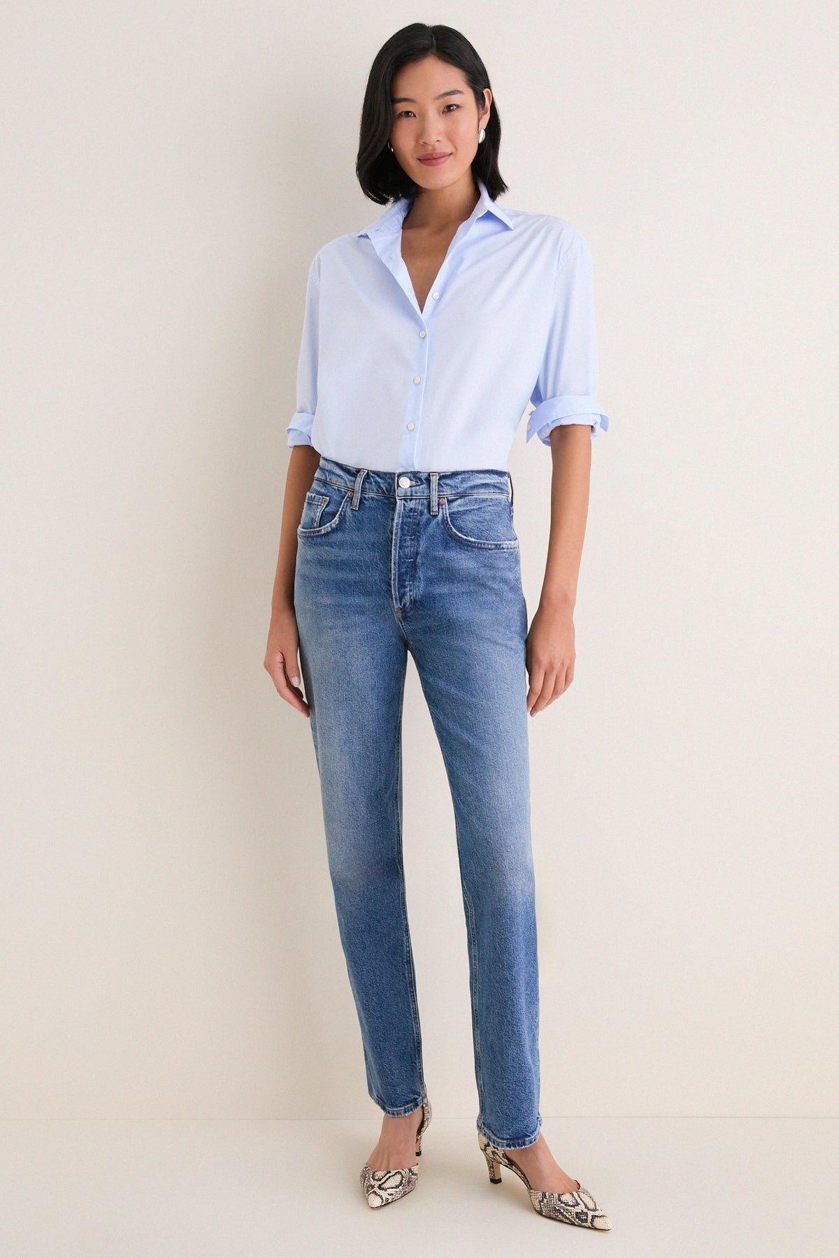 French Blue Cotton Broadcloth Nadine Button Down