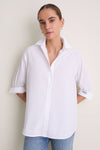 White Cotton Broadcloth Jen Girlfriend Button Down